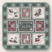 Peanuts | Ouderwets slee ritten patroon Bier Onderzetter (Voorkant)