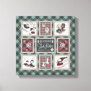 Peanuts Ouderwets slee ritten patroon Canvas Afdruk