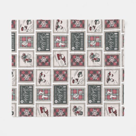 Peanuts | Ouderwets slee ritten patroon Fleece Deken (Voorkant (Horizontaal))