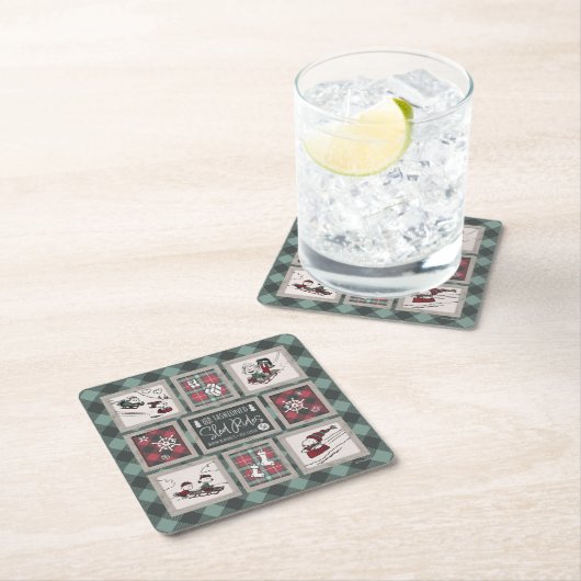 Peanuts | Ouderwets slee ritten patroon Kartonnen Onderzetters (Insitu)