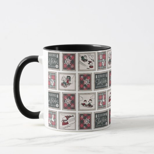 Peanuts | Ouderwets slee ritten patroon Mok (Links)