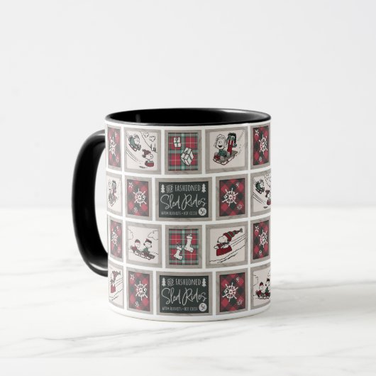 Peanuts | Ouderwets slee ritten patroon Mok (Voorkant links)