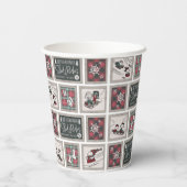 Peanuts | Ouderwets slee ritten patroon Papieren Bekers (Achterkant)