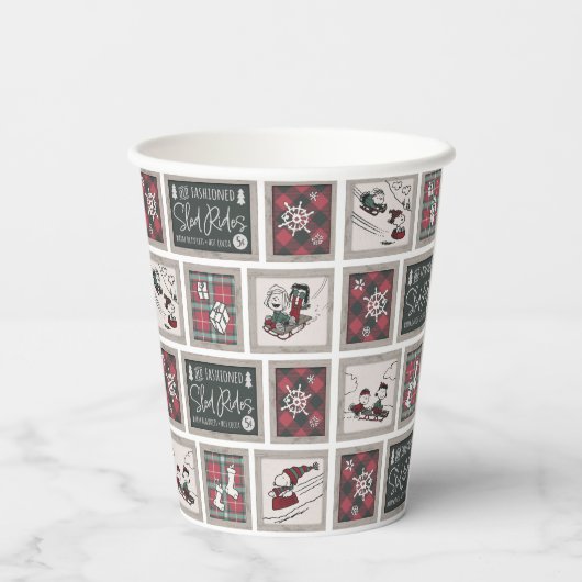 Peanuts | Ouderwets slee ritten patroon Papieren Bekers (Achterkant)