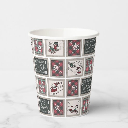 Peanuts | Ouderwets slee ritten patroon Papieren Bekers (Links)