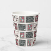 Peanuts | Ouderwets slee ritten patroon Papieren Bekers (Rechts)