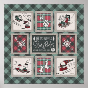 Peanuts   Ouderwets slee ritten patroon Poster