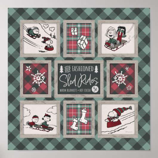 Peanuts | Ouderwets slee ritten patroon Poster (Voorkant)