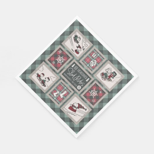 Peanuts | Ouderwets slee ritten patroon Servet (Hoek)