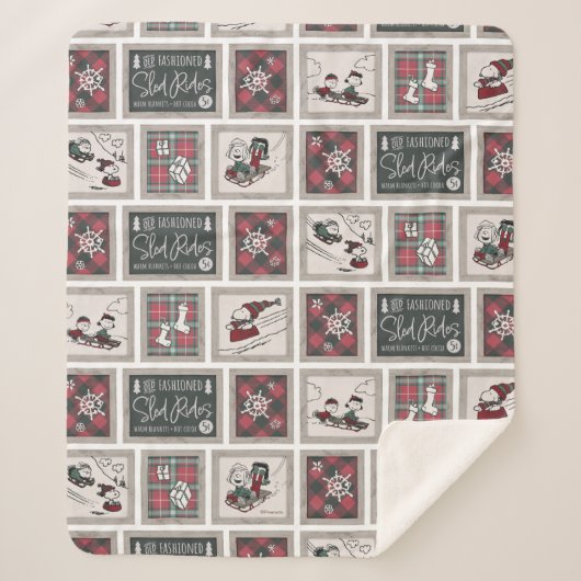 Peanuts | Ouderwets slee ritten patroon Sherpa Deken (Voorkant)