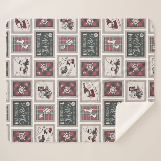 Peanuts | Ouderwets slee ritten patroon Sherpa Deken (Voorkant (horizontaal))