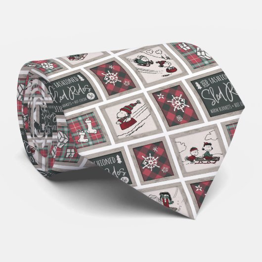 Peanuts | Ouderwets slee ritten patroon Stropdas (Opgerold)