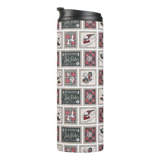 Peanuts | Ouderwets slee ritten patroon Thermosbeker (Geroteerd rechts)