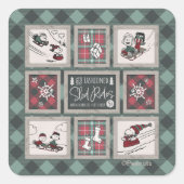Peanuts | Ouderwets slee ritten patroon Vierkante Sticker (Voorkant)