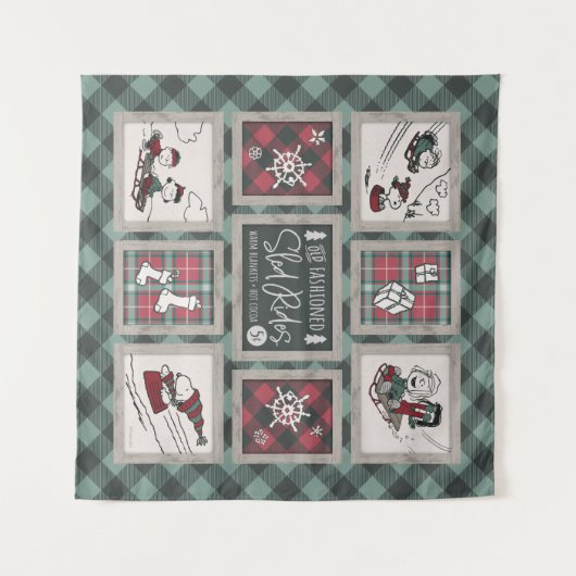 Peanuts | Ouderwets slee ritten patroon Wandkleed (Voorkant (horizontaal))