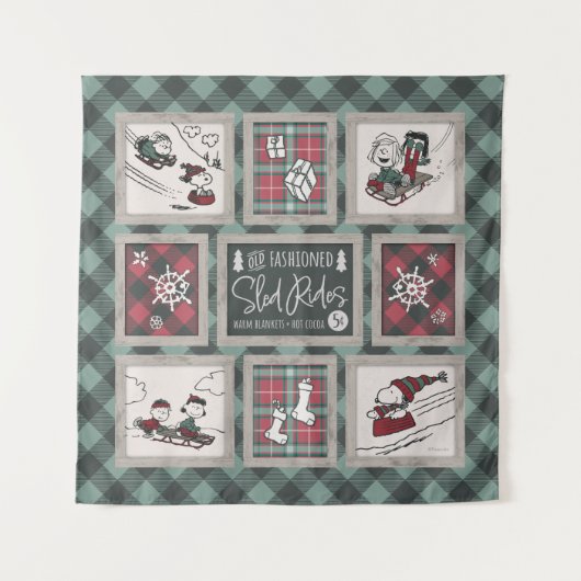 Peanuts | Ouderwets slee ritten patroon Wandkleed (Voorkant)