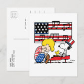 Peanuts | Patriottische Schroeder, Woodstock & Sno Briefkaart (Voorkant / Achterkant)