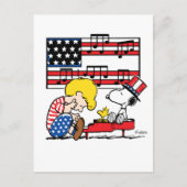 Peanuts | Patriottische Schroeder, Woodstock & Sno Briefkaart (Voorkant)