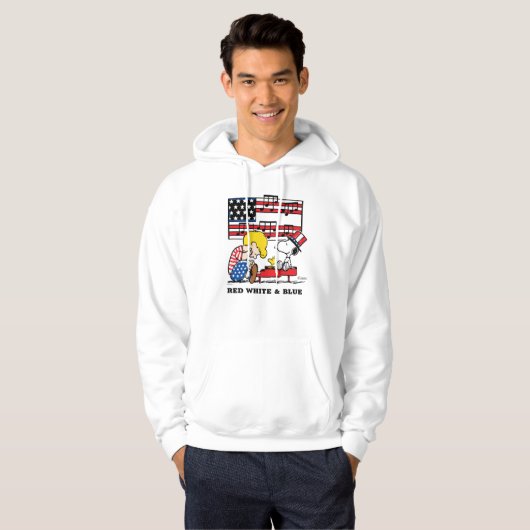 Peanuts | Patriottische Schroeder, Woodstock & Sno Hoodie (Voorkant volledig)