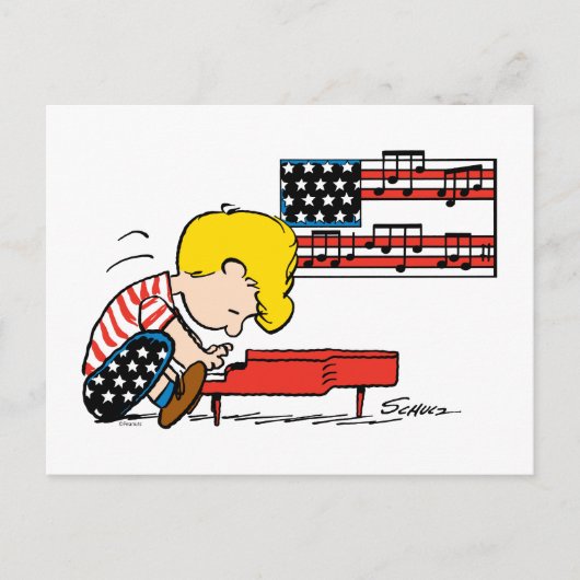 Peanuts | Patriottische Schroeder & Zijn Piano Briefkaart (Voorkant)