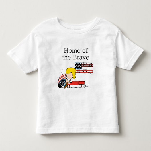 Peanuts | Patriottische Schroeder & zijn piano Kinder Shirts (Voorkant)