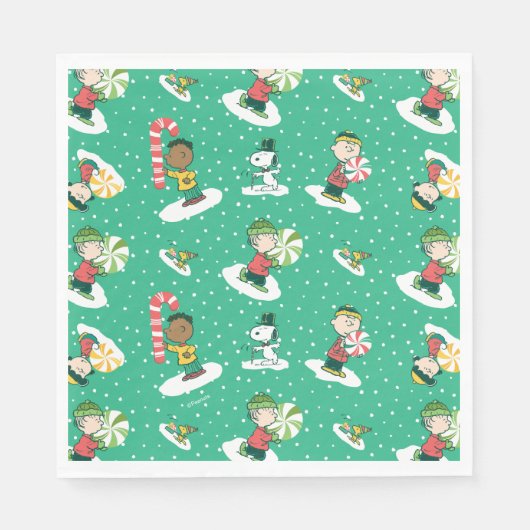 Peanuts Pepermint Dreams Sneeuwvlok Patroon Servet (Voorkant)