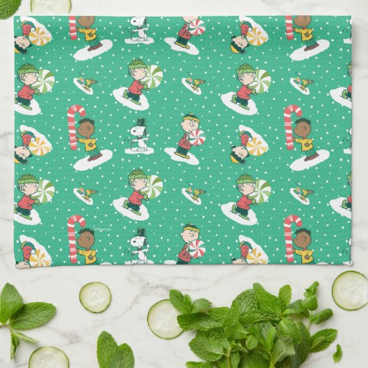 Peanuts Pepermint Dreams Sneeuwvlok Patroon Theedoek (Gevouwen)