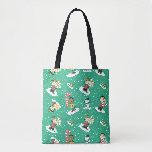 Peanuts Pepermint Dreams Sneeuwvlok Patroon Tote Bag (Voorkant)