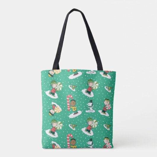 Peanuts Pepermint Dreams Sneeuwvlok Patroon Tote Bag (Achterkant)