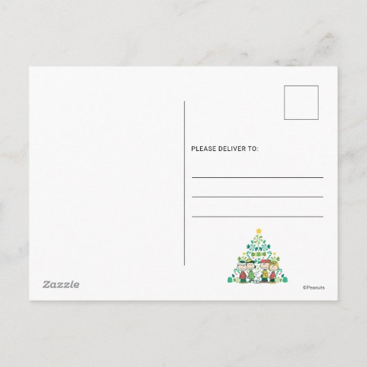 Peanuts | Pepermunt Kerstboom Feestdagenkaart (Achterkant)