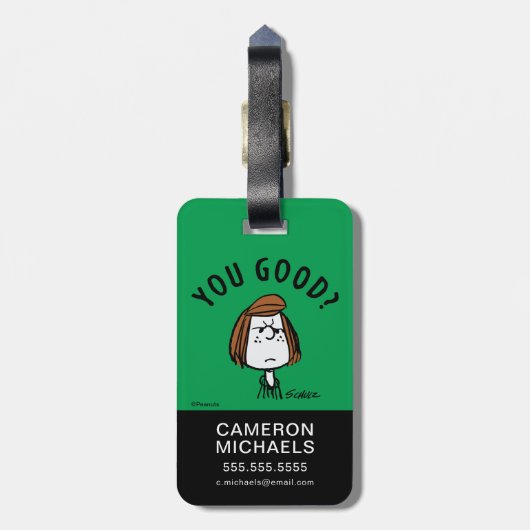 Peanuts | Peppermint Patty Ben je goed? Bagagelabel (Achterkant verticaal)