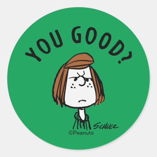 Peanuts | Peppermint Patty Ben je goed? Ronde Sticker (Voorkant)