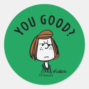 Peanuts Peppermint Patty Ben je goed? Ronde Sticker