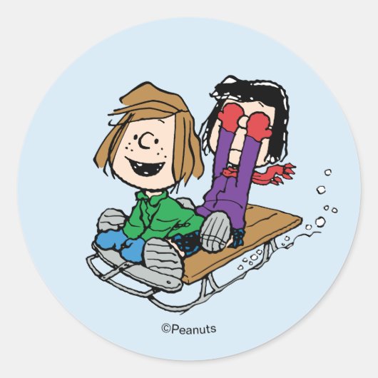 Peanuts | Peppermint Patty & Marcie sleeën Ronde Sticker (Voorkant)