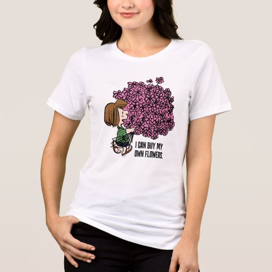 Peanuts | Peppermint Patty Roze Boeket Tri-Blend Shirt (Voorkant)