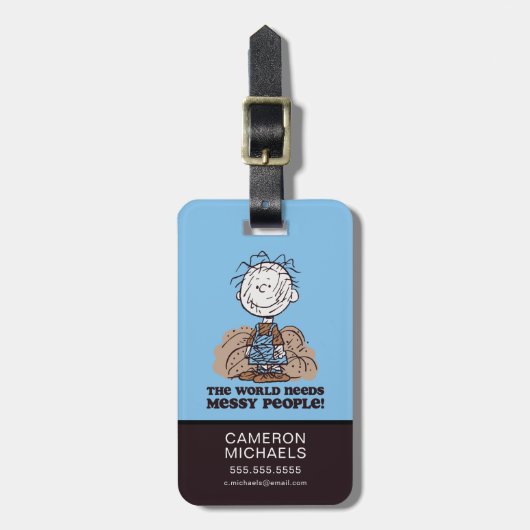Peanuts | Pigpen De wereld heeft rommelige mensen  Bagagelabel (Voorkant verticaal)