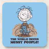 Peanuts | Pigpen De wereld heeft rommelige mensen  Bier Onderzetter (Voorkant)
