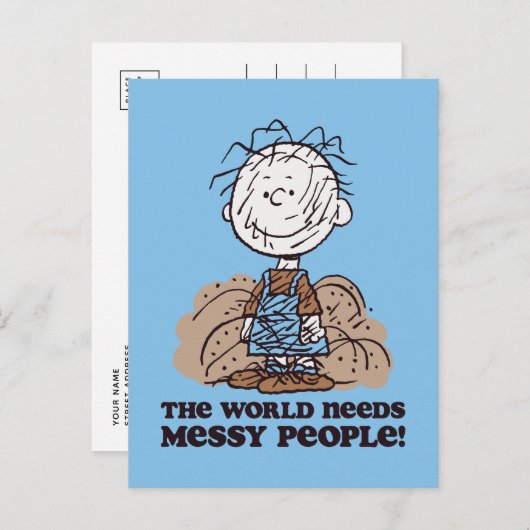 Peanuts | Pigpen De wereld heeft rommelige mensen  Briefkaart (Voorkant / Achterkant)