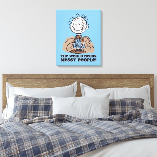 Peanuts | Pigpen De wereld heeft rommelige mensen Canvas Afdruk (Insitu (Slaapkamer))