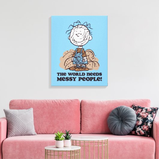 Peanuts | Pigpen De wereld heeft rommelige mensen Canvas Afdruk (Insitu (Woonkamer))