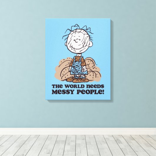 Peanuts | Pigpen De wereld heeft rommelige mensen  Canvas Afdruk (Insitu (Houten vloer))