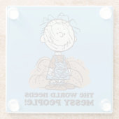 Peanuts | Pigpen De wereld heeft rommelige mensen  Glazen Onderzetter (Achterkant)