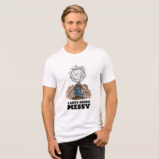 Peanuts | Pigpen De wereld heeft rommelige mensen  Tri-Blend Shirt (Voorkant volledig)