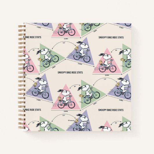 Peanuts | Ritstatistieken van Snoopy's fiets Notitieboek (Voorkant)