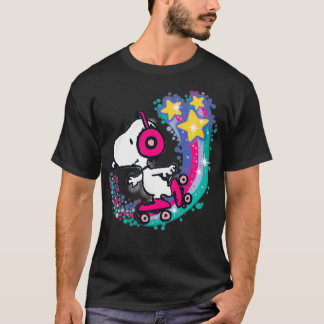 Peanuts Rolschaatsen aangedreven regenboog T-shirt