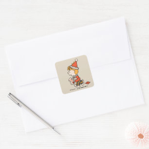Peanuts Sally Clown Kostuum Halloween Vierkante Sticker