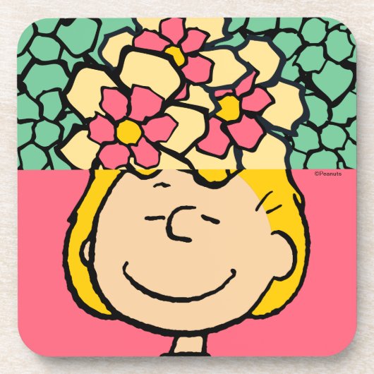 Peanuts | Sally half & half bloemen Bier Onderzetter (Voorkant)