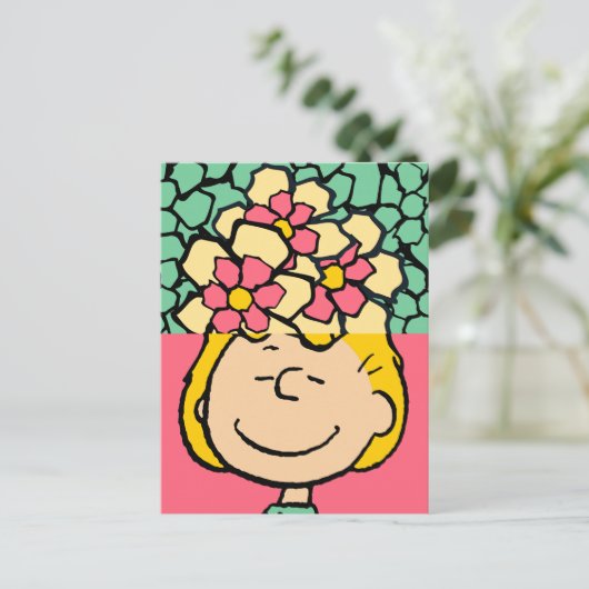 Peanuts | Sally half & half bloemen Briefkaart (Staand voorkant)