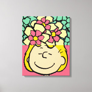 Peanuts   Sally half & half bloemen Canvas Afdruk