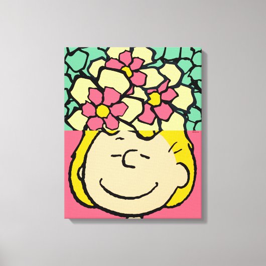 Peanuts | Sally half & half bloemen Canvas Afdruk (Voorkant)